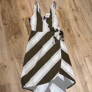 Express Striped Wrap Dress with Tie Waist